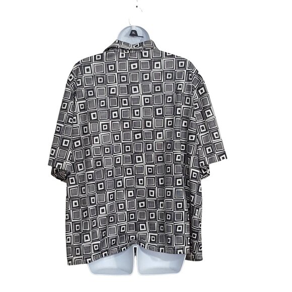 Blair Womens Blouse 2XL Vintage Polyester Black White Button Up Short Sleeve Col - Picture 5 of 7